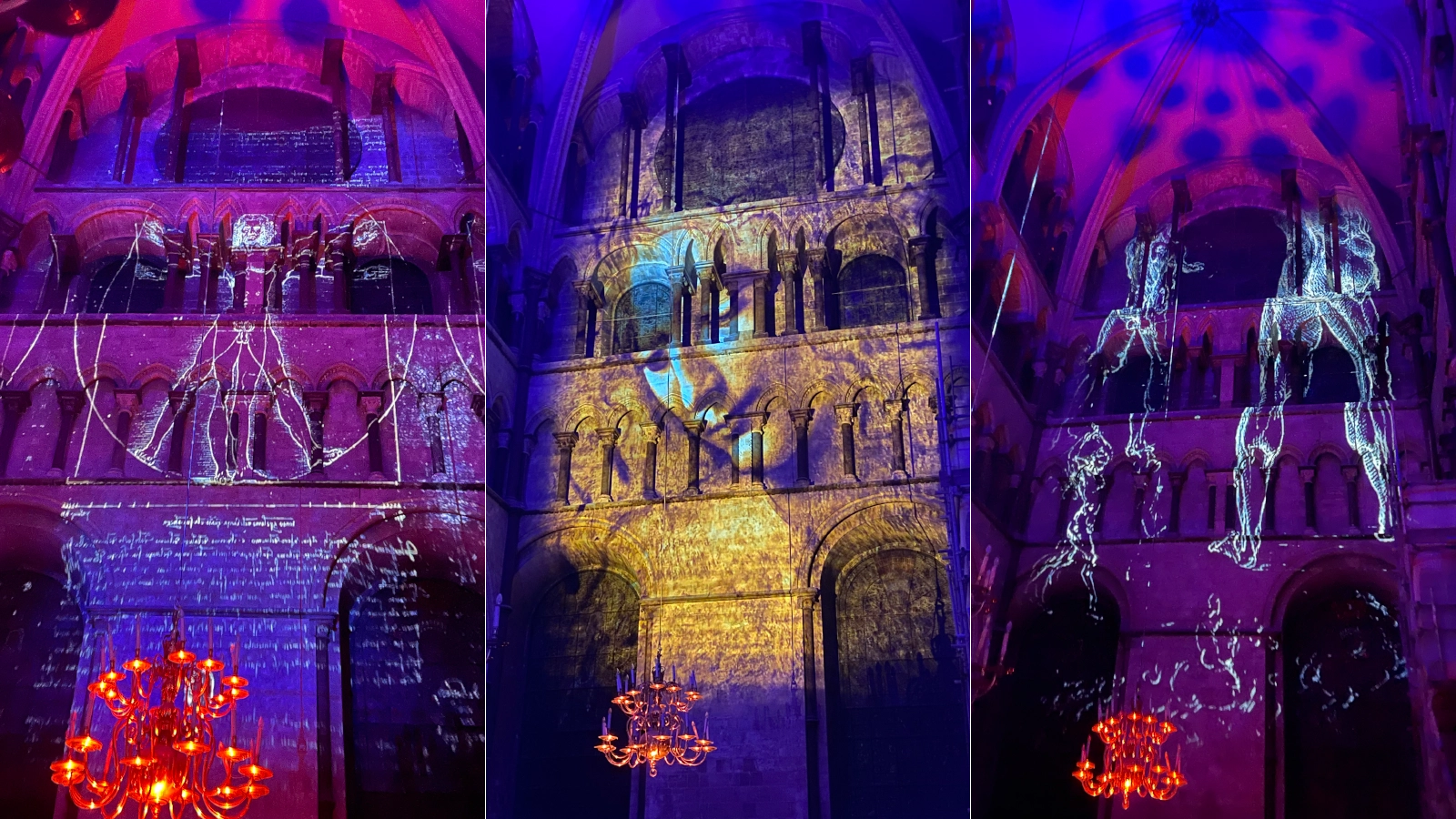 Canterbury Cathedral south east trransept with renaissance paintings projected