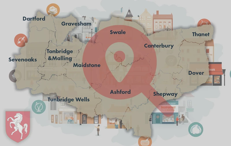 SEO Map with towns in Kent
